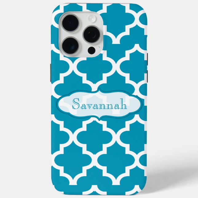 Caribbean Sky Blue Moroccan Personalized iPhone Case-Mate iPhone Case (Back)