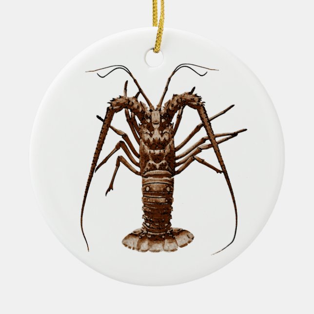 Caribbean Spiny Lobster Ceramic Ornament (Front)