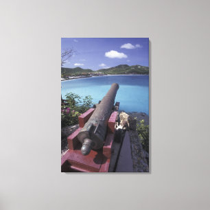 CARIBBEAN, St. Barts, Connon aiming into Bay of Canvas Print
