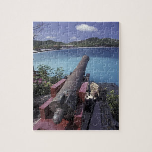 CARIBBEAN, St. Barts, Connon aiming into Bay of Jigsaw Puzzle