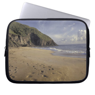 Caribbean, St. Kitts. Footprints on Atlantic Laptop Sleeve
