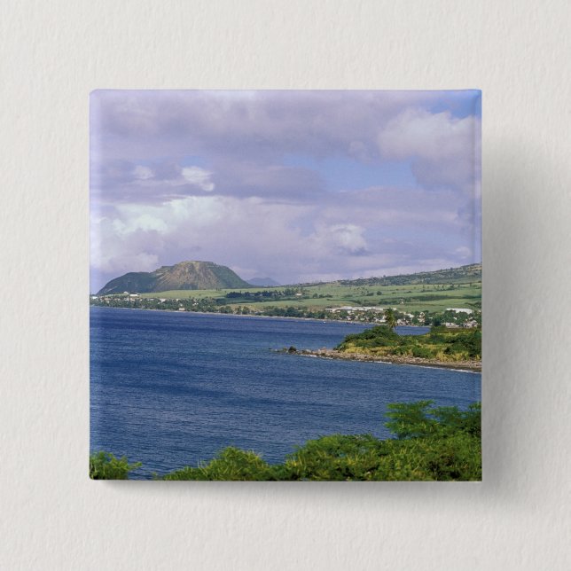 Caribbean, St. Kitts, Roseau. Coast. 2 Inch Square Button (Front)