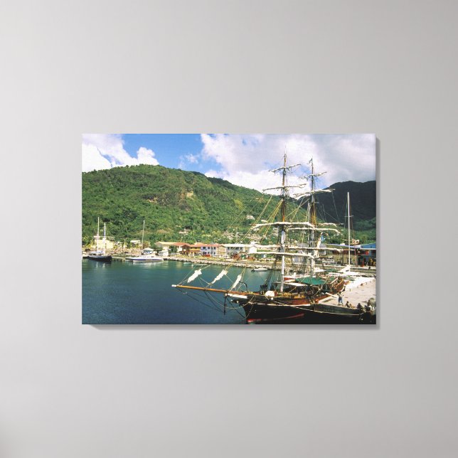 Caribbean, St. Lucia, Soufriere. Boats in Canvas Print (Front)