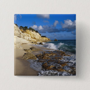 Caribbean, St. Martin, Cliffs at Cupecoy beach 2 Inch Square Button