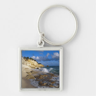 Caribbean, St. Martin, Cliffs at Cupecoy beach Keychain