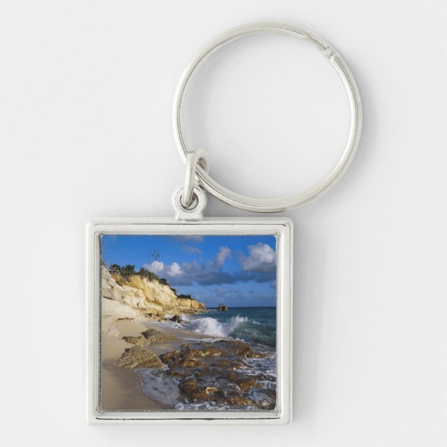 Caribbean, St. Martin, Cliffs at Cupecoy beach Keychain (Front)