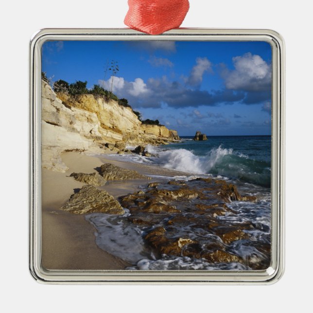 Caribbean, St. Martin, Cliffs at Cupecoy beach Metal Ornament (Front)