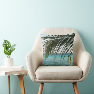 Caribbean Sunrise Ocean Palm 1 Throw Pillow