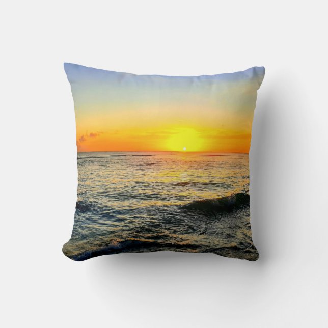 Caribbean Sunset Glow Throw Pillow (Front)