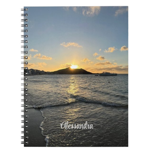 Caribbean Sunset Tranquil Tropical Paradise Notebook (Front)
