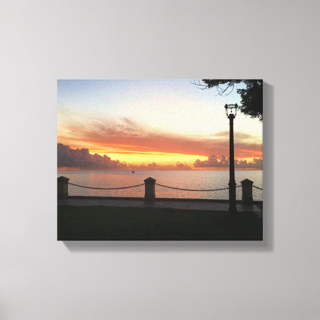 Caribbean Sunset Tropical Personalize Canvas Print (Front)