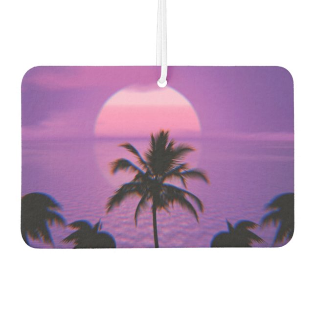 Caribbean Sunset Vaporwave Aesthetic Retro 80s 90s Air Freshener (Front)