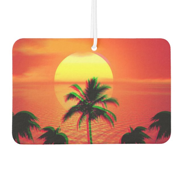 Caribbean Sunset Vaporwave Aesthetic Retro 80s 90s Air Freshener (Front)