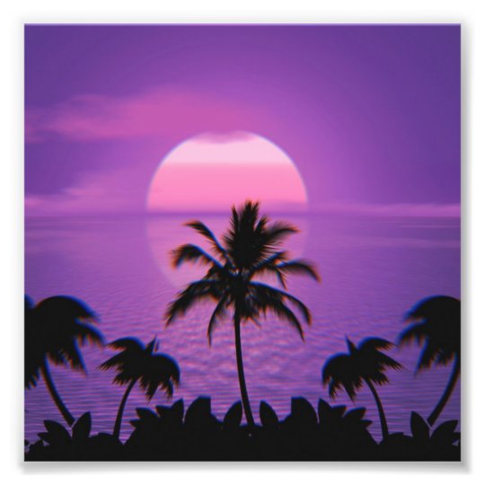Caribbean Sunset Vaporwave Aesthetic Retro 80s 90s Photo ...