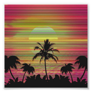Caribbean Sunset Vaporwave Aesthetic Retro 80s 90s Photo Print