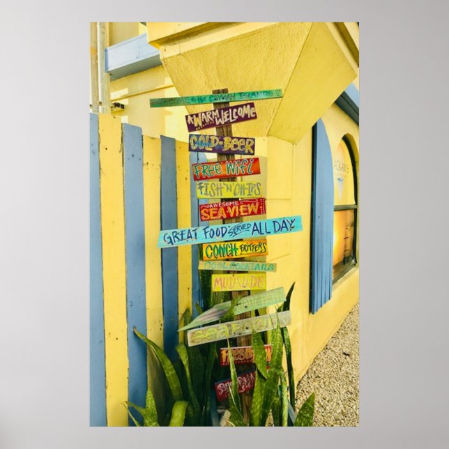 Caribbean Tiki Sign" Photography Poster (Front)