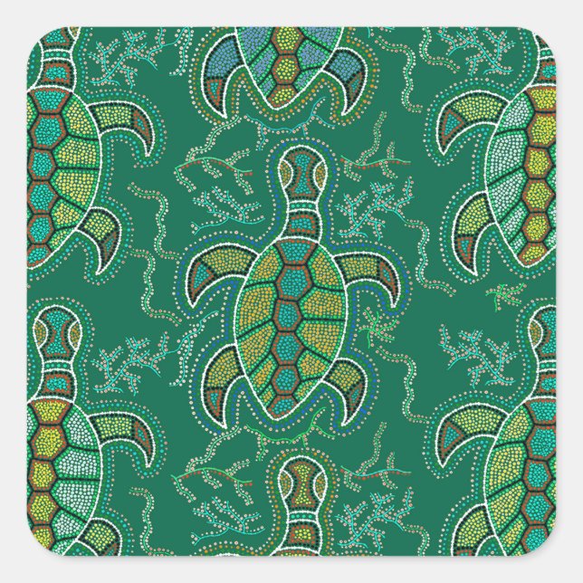 Caribbean Tortuga Square Sticker (Front)