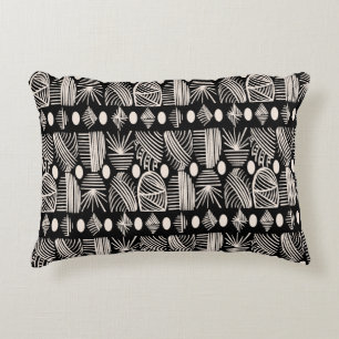 Caribbean Tribal Mudcloth: Black and White Accent Pillow