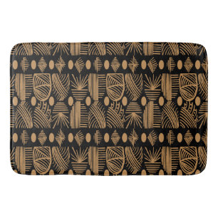 Caribbean Tribal Mudcloth: Black, Gold Bath Mat