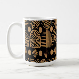 Caribbean Tribal Mudcloth: Black, Gold Coffee Mug