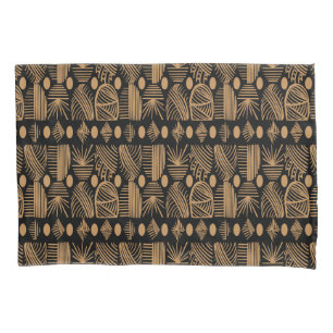 Caribbean Tribal Mudcloth: Black, Gold Pillowcase