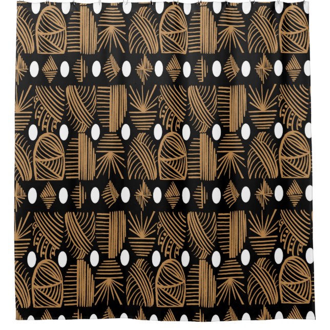 Caribbean Tribal Mudcloth: Black, White, Gold (Front)