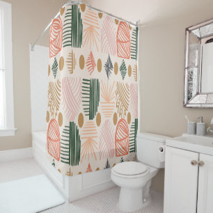 Caribbean Tribal Mudcloth: Boho Dark Green, Pink