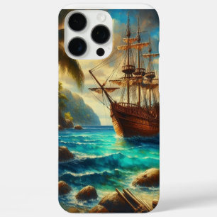 Caribbean/tropical beach ship art iPhone 16 pro max case