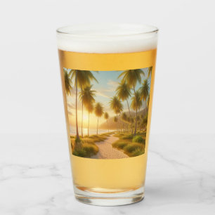 Caribbean/tropical/Hawaiian beach sunset Glass