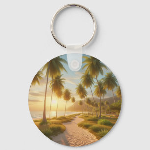 Caribbean/tropical/Hawaiian beach sunset Keychain