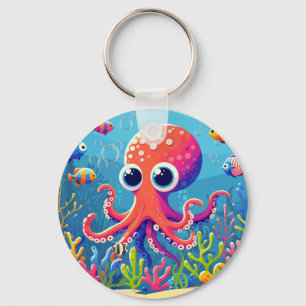 Caribbean/tropical/Hawaiian cute octopus Keychain