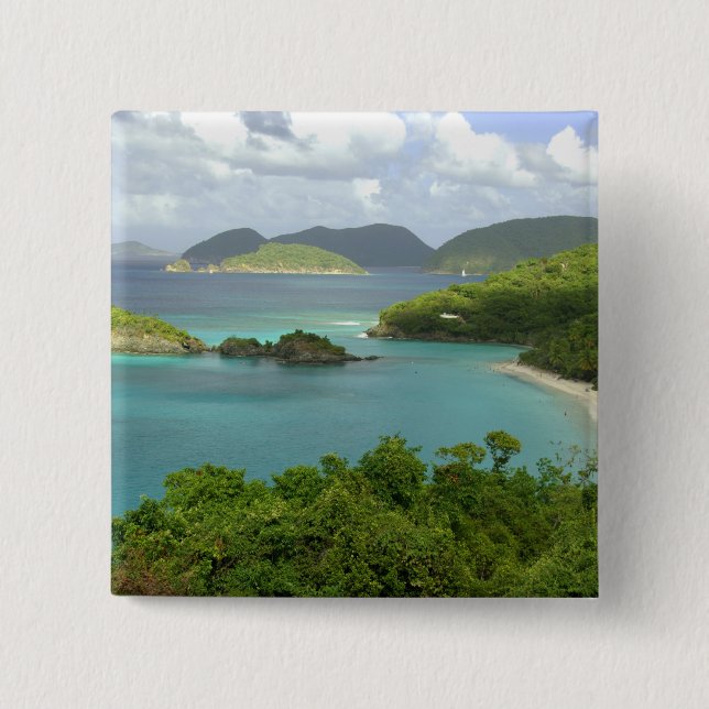 Caribbean, U.S. Virgin Islands, St. John, Trunk 2 Inch Square Button (Front)