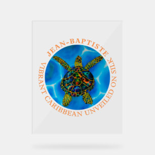 Caribbean unveiled on silk. - rainbow Sea Turtle Acrylic Sign