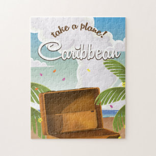 Caribbean vacation Classic Travel Poster, Jigsaw Puzzle