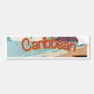 Caribbean Vintage Beach travel poster Bumper Sticker