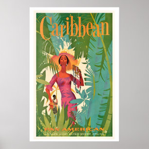 Caribbean Vintage Travel Poster - Framed Unframed