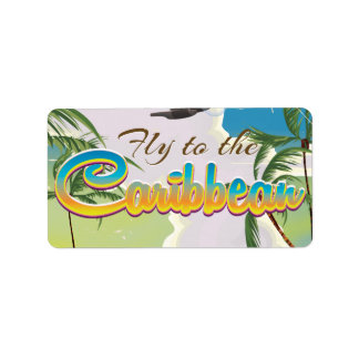 Caribbean Vintage Tropical island Parrot poster Label
