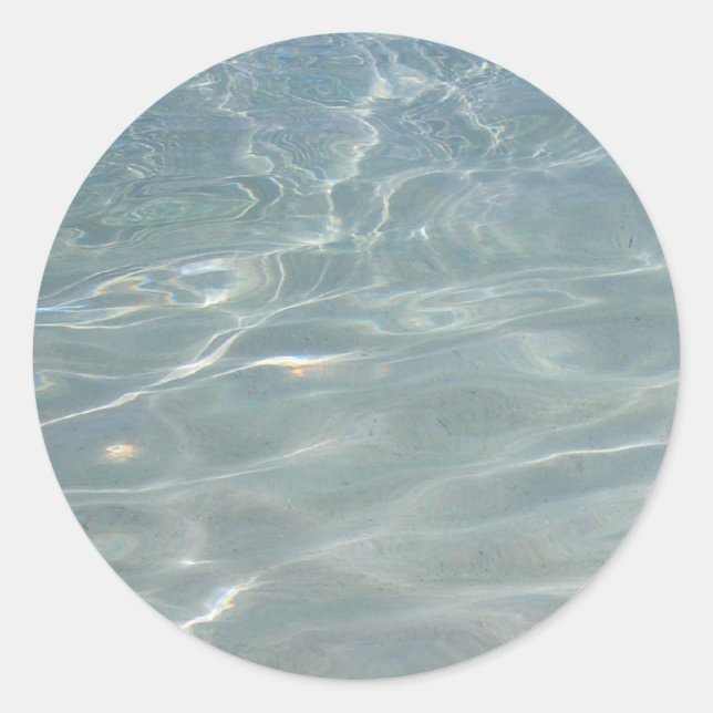 Caribbean Water Abstract Blue Nature Classic Round Sticker (Front)