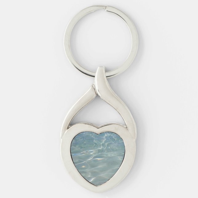 Caribbean Water Abstract Blue Nature Keychain (Front)