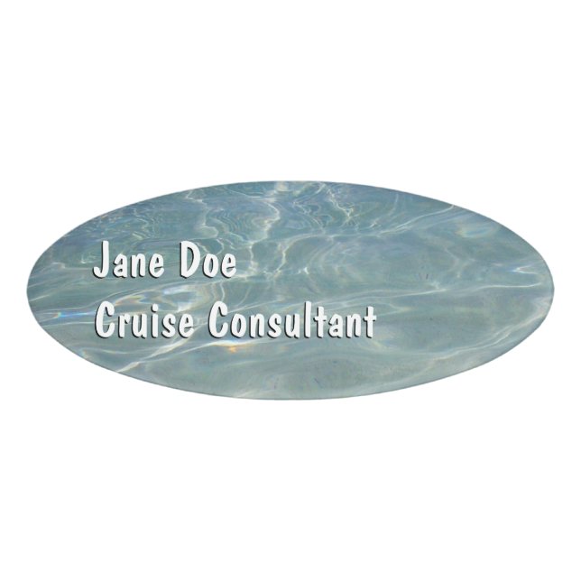 Caribbean Water Abstract Blue Nature Name Tag (Front)