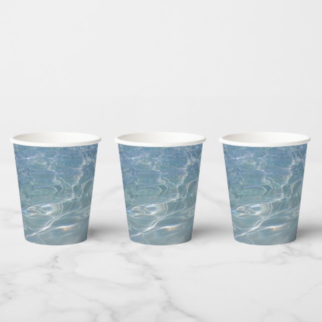 Caribbean Water Abstract Blue Nature Paper Cups (Multi)