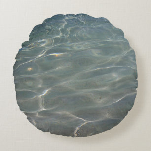 Caribbean Water Abstract Blue Nature Round Pillow