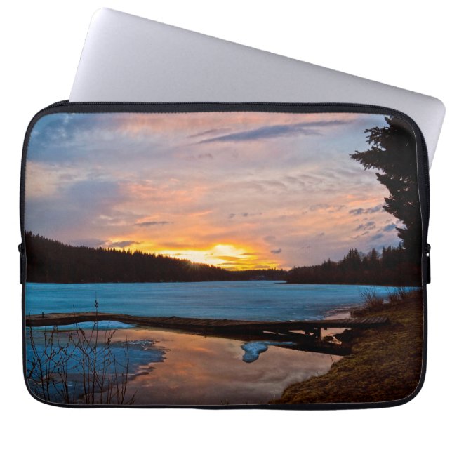 Cariboo Nature Landscape Lake Sunset Laptop Sleeve (Front)