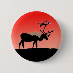Caribou at Sunset - Original Wildlife Art 2 Inch Round Button