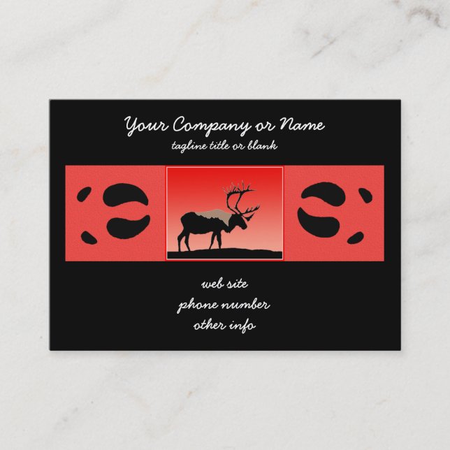 Caribou at Sunset  - Original Wildlife Art Business Card (Front)