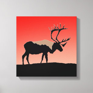 Caribou at Sunset  - Original Wildlife Art Canvas Print