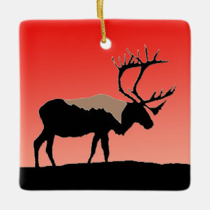 Caribou at Sunset  - Original Wildlife Art Ceramic Ornament