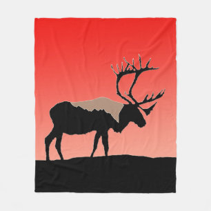Caribou at Sunset - Original Wildlife Art Fleece Blanket