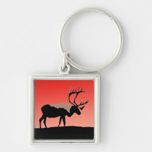 Caribou at Sunset  - Original Wildlife Art Keychain