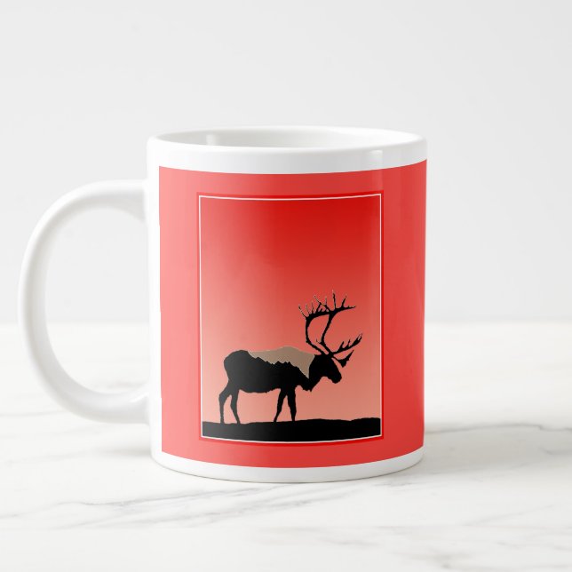 Caribou at Sunset  - Original Wildlife Art Large Coffee Mug (Left)
